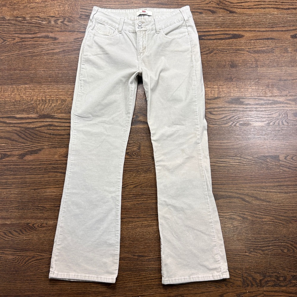 Levis 526 Slender Boot Corduroy Pants Beige Cream Size 10M Mid Rise Bootcut Y2K